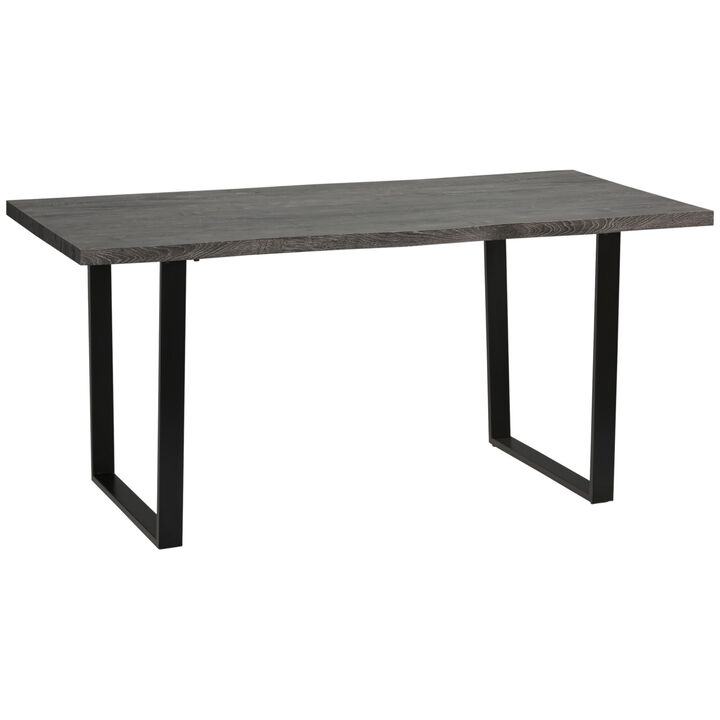 Grey Industrial Dining: 63" Table with Wave-edged Top for 6 People