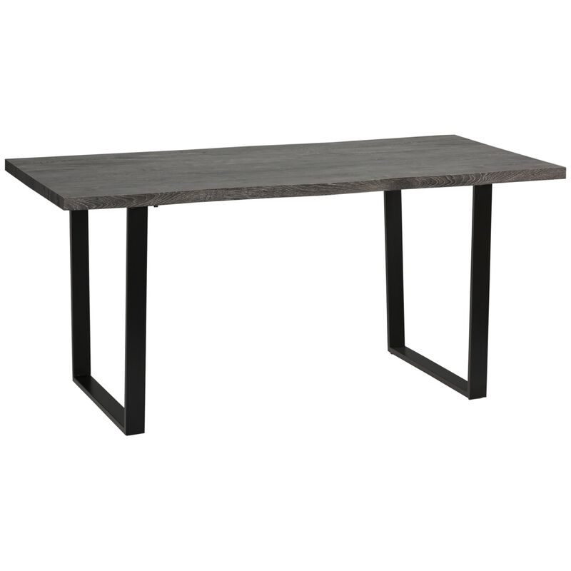 Grey Industrial Dining: 63" Table with Wave-edged Top for 6 People
