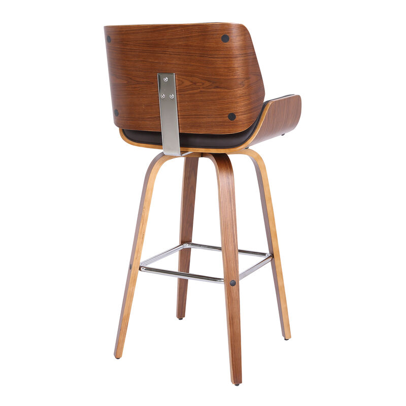 Tyler  Counter Height Swivel Cream Faux Leather and Walnut Wood Bar Stool