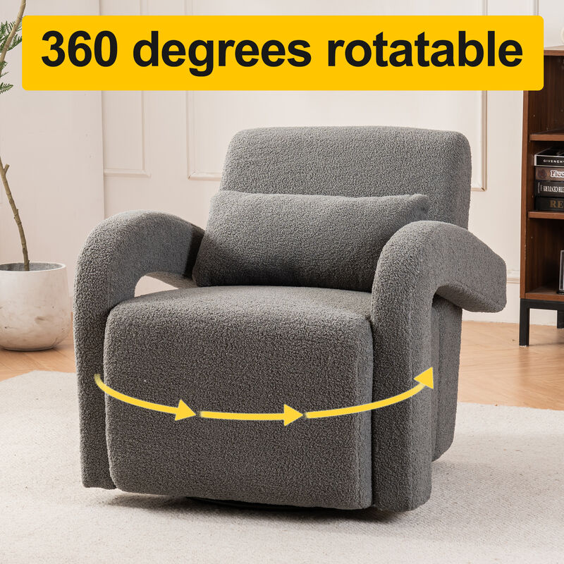 Cozy white Teddy Fabric Armchair - Modern Sturdy Lounge Chair with Curved Arms and Thick Cushioning for Plush Comfort White