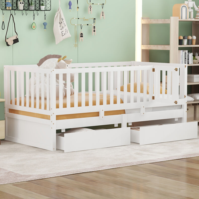 Merax Wood Daybed with Fence Guardrails