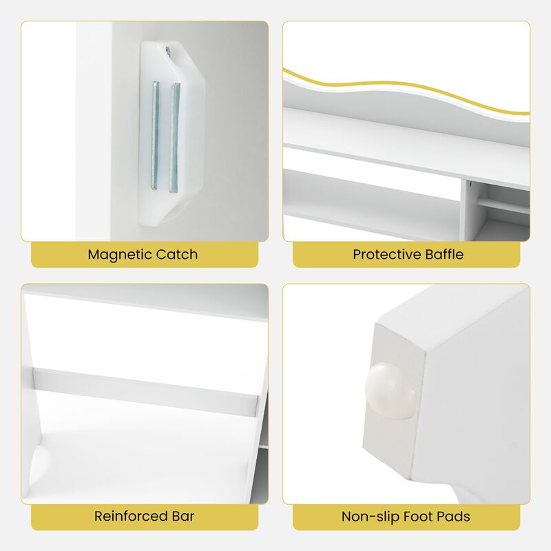 Costway Over the Toilet Storage Cabinet w/Toilet Paper Holder Adjustable Shelves White