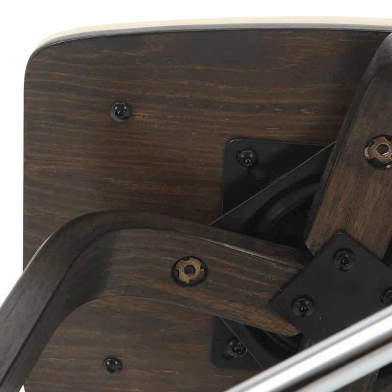 LeisureMod Pelya Wooden Counter Stool Square Seat Modern Style in Brown