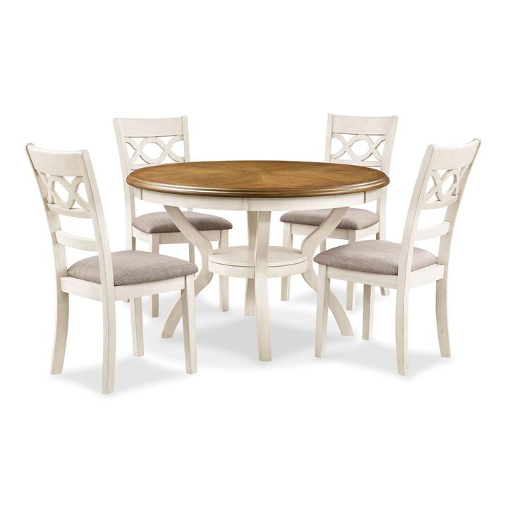 New Classic Furniture Furniture Cori 5-Piece Solid Wood Dining Set in Beige/Brown