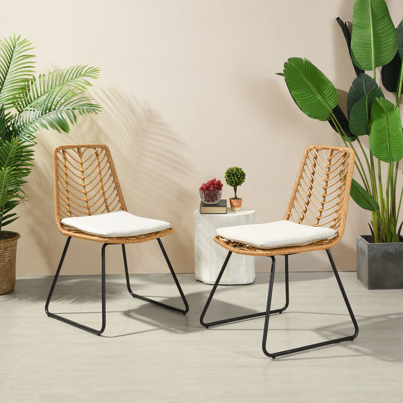Merax Rattan Outdoor Indoor Dining Chairs 2 Pieces