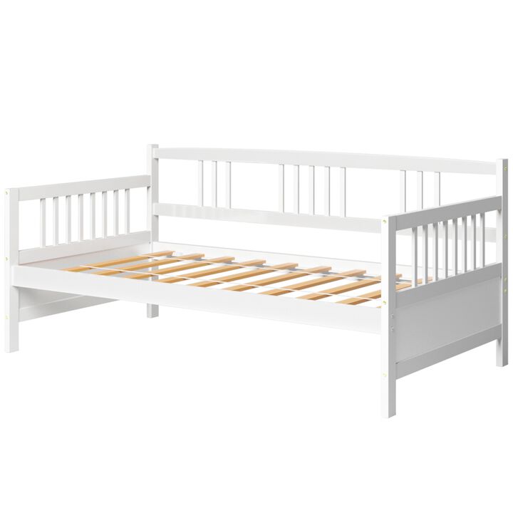 Twin Size Wooden Slats Daybed Bed with Rails