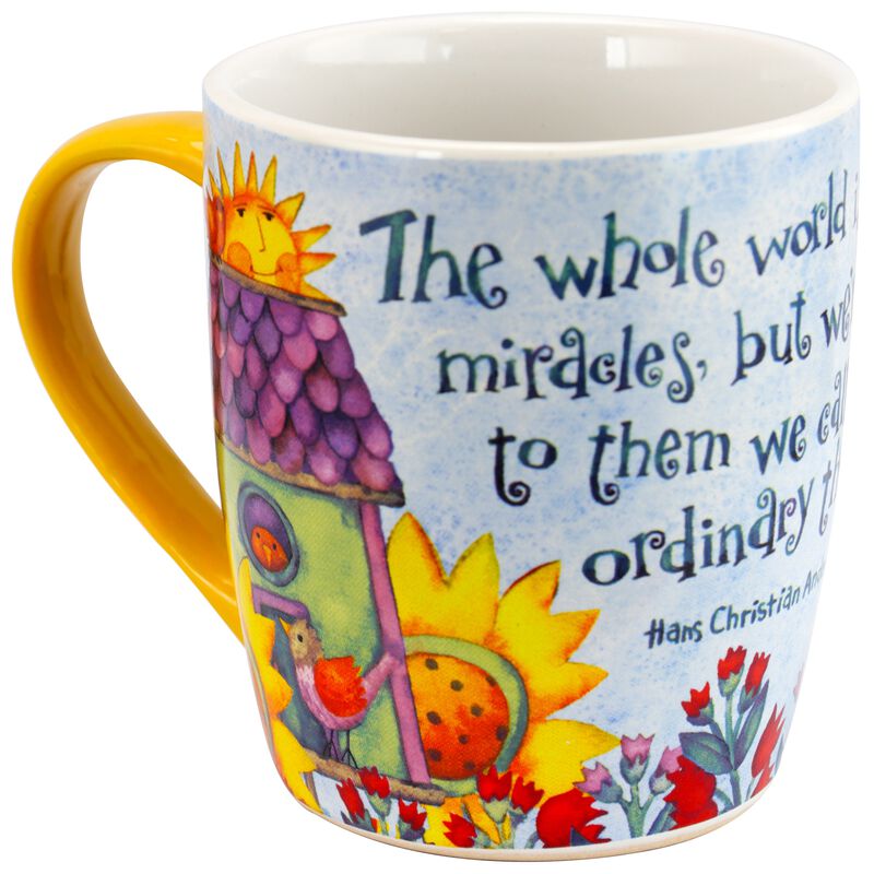 Gibson Birdhouse Floral 18 oz Cup Set, Set of 4 Assorted Designs