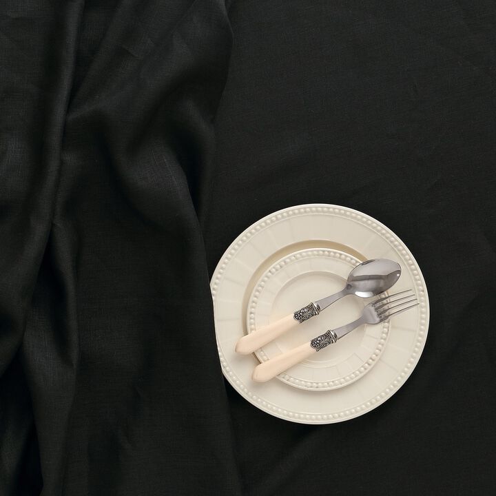 Solino Home 100% Pure Linen Table Throw 52 x 52 Inch | Fete