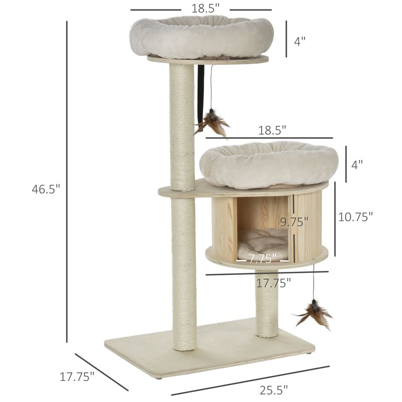 Modern Cat Playground: 3-Level Tree with Posts and Badminton Toy