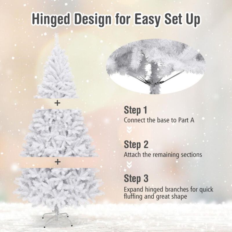Hivvago 6/7.5/9 Feet White Christmas Tree with Metal Stand