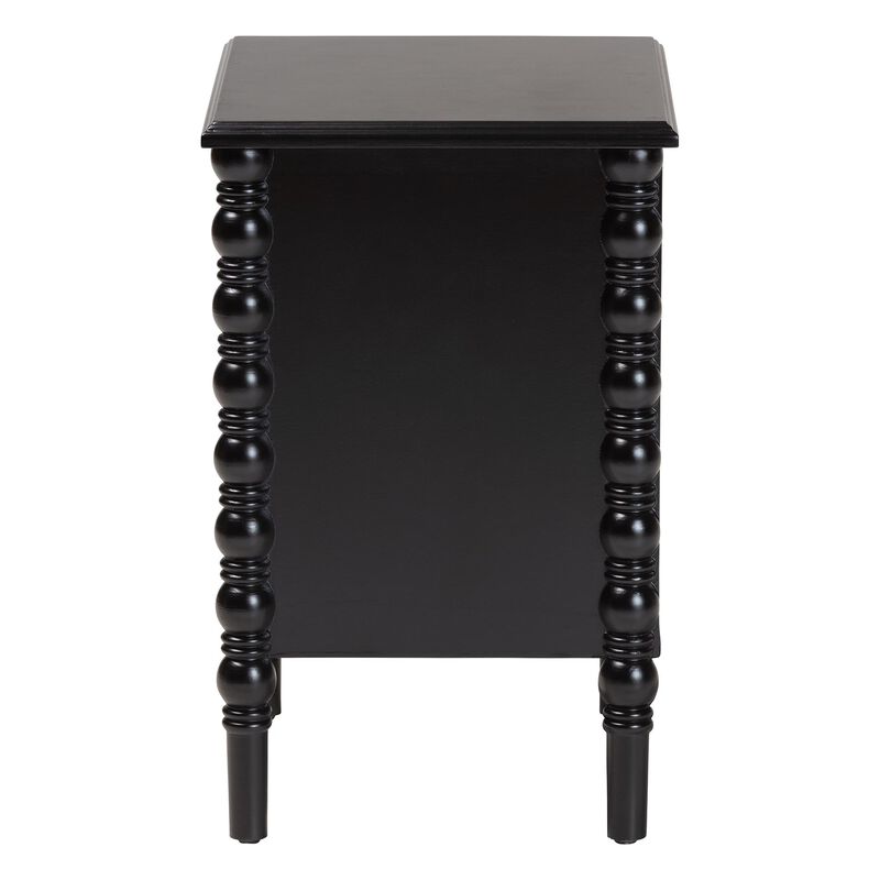 Baxton Studio Malinda Classic Black Wood 2 Drawer End Table with Spindle Legs