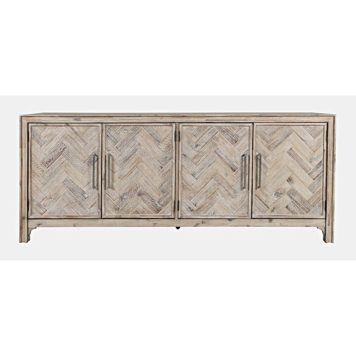 Jofran Gramercy Mid-Century Modern Chevron Four Door 79 Accent Cabinet