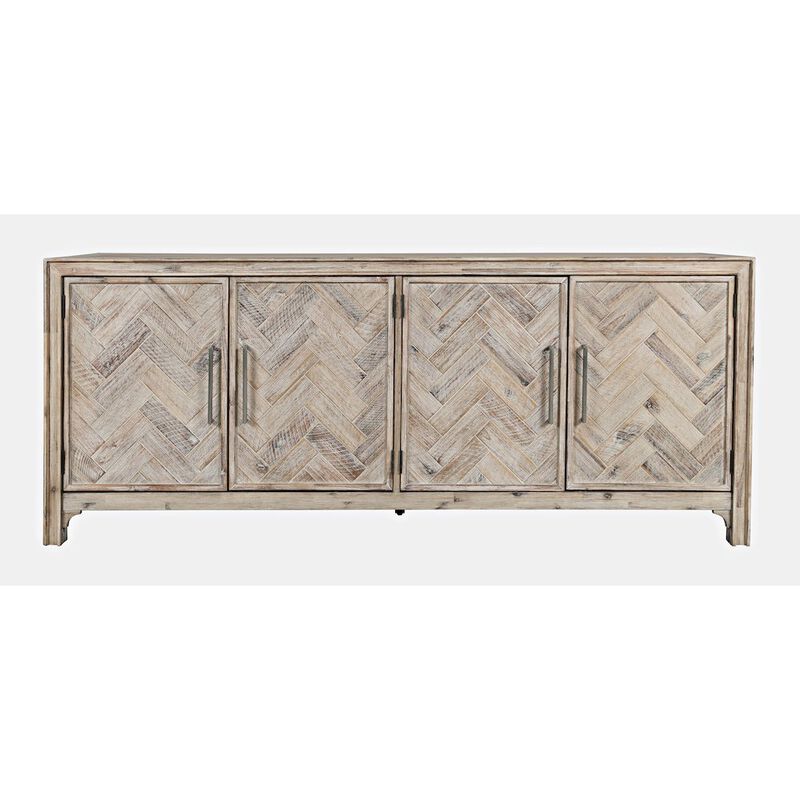 Jofran Gramercy Mid-Century Modern Chevron Four Door 79 Accent Cabinet