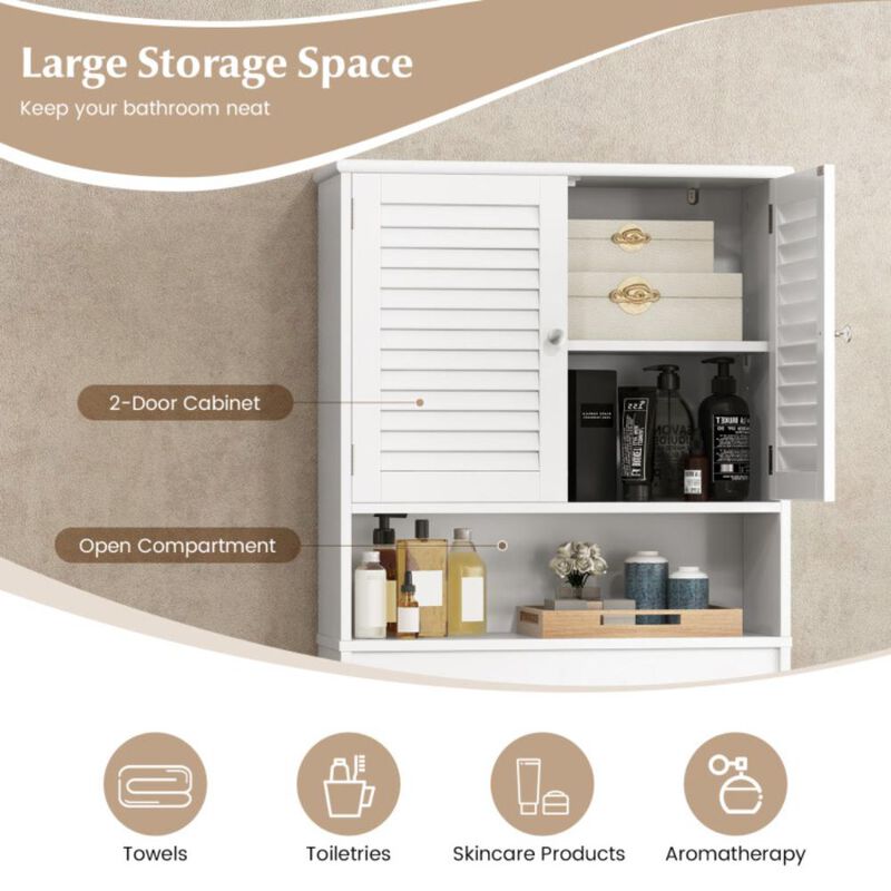 Hivvago Over The Toilet Storage Cabinet with Double Doors and Adjustable Shelf