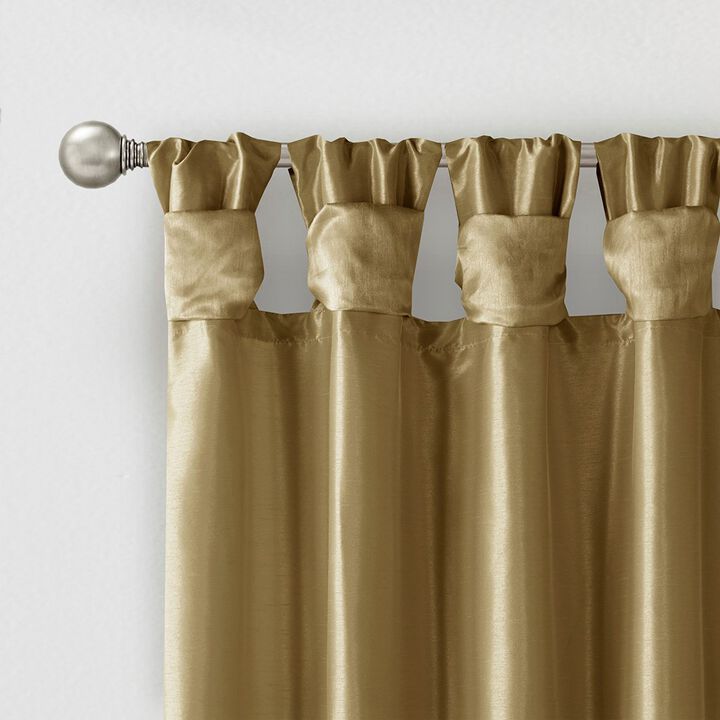 Gracie Mills Elroy Twist Tab Lined Faux Silk Window Curtain Panel - 50x108"