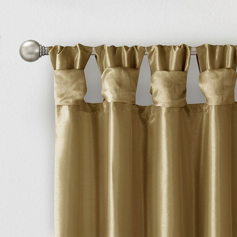 Gracie Mills Elroy Twist Tab Lined Faux Silk Window Curtain Panel - 50x108"