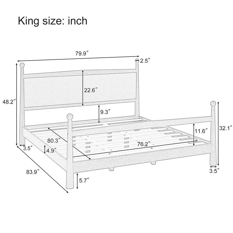 Merax Mid-Century Modern Platform Bed with Upholstered Headboard