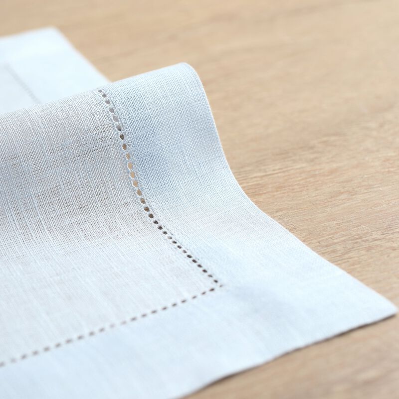 Solino Home 100% Pure Linen Dinner Napkins 20 x 20 Inch Set of 4 | Classic Hemstitch