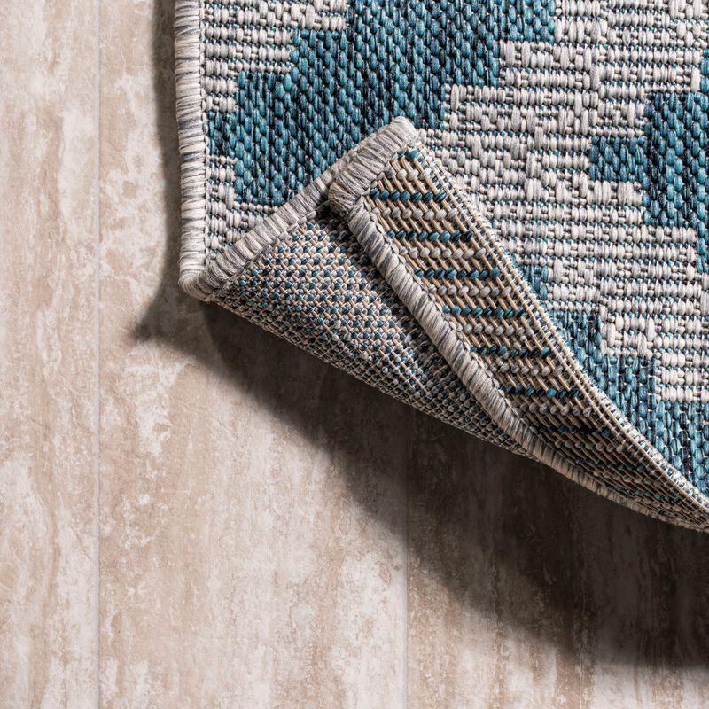 Sintra Diamond Tribal Blue/Gray Indoor/Outdoor Runner Rug