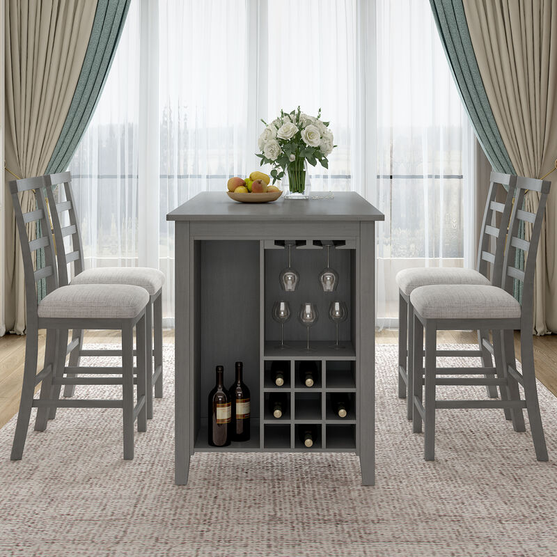 Merax 5-Piece Multi-Functional Dining Table Set with Padded Chairs
