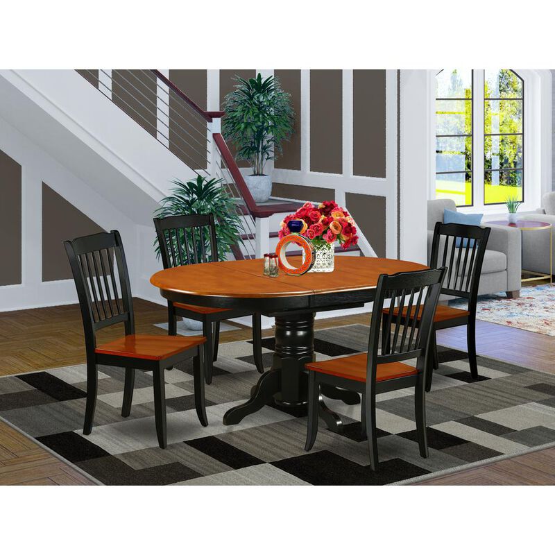 East West Furniture Dining Room Set Black & Cherry, KEDA5-BCH-W