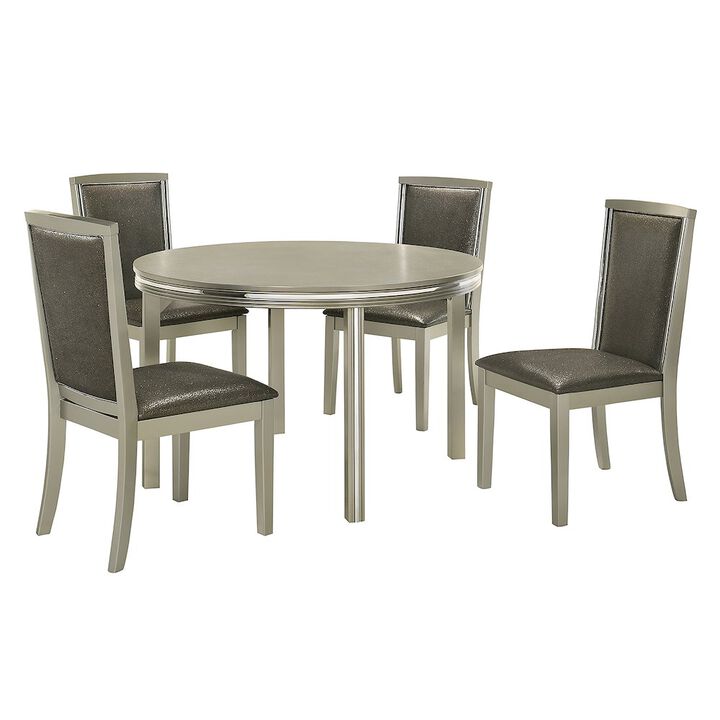 New Classic Furniture Lumina 5-Piece Wood Dining Set in Silver