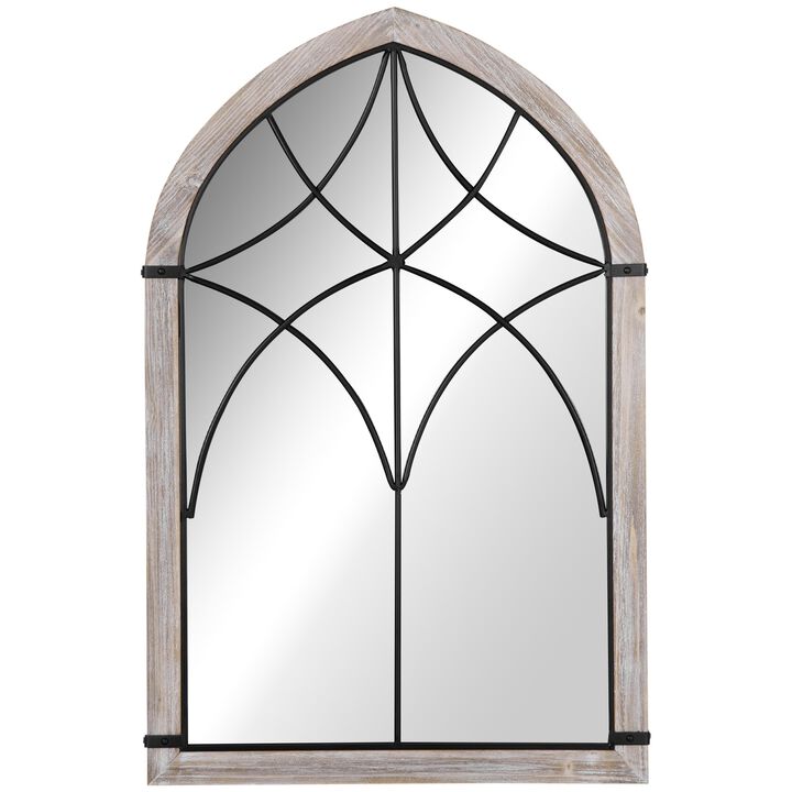 Rustic Wall Accent: Farmhouse Arch Window Mirror 36.5x23.5 Inch
