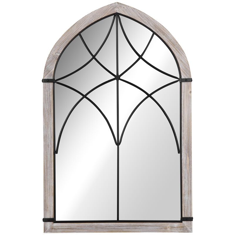 Rustic Wall Accent: Farmhouse Arch Window Mirror 36.5x23.5 Inch