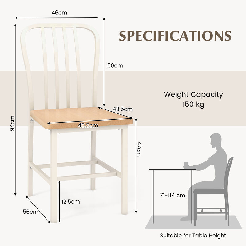 Armless Spindle Back Dining Chair Set of 2 with Ergonomic Seat