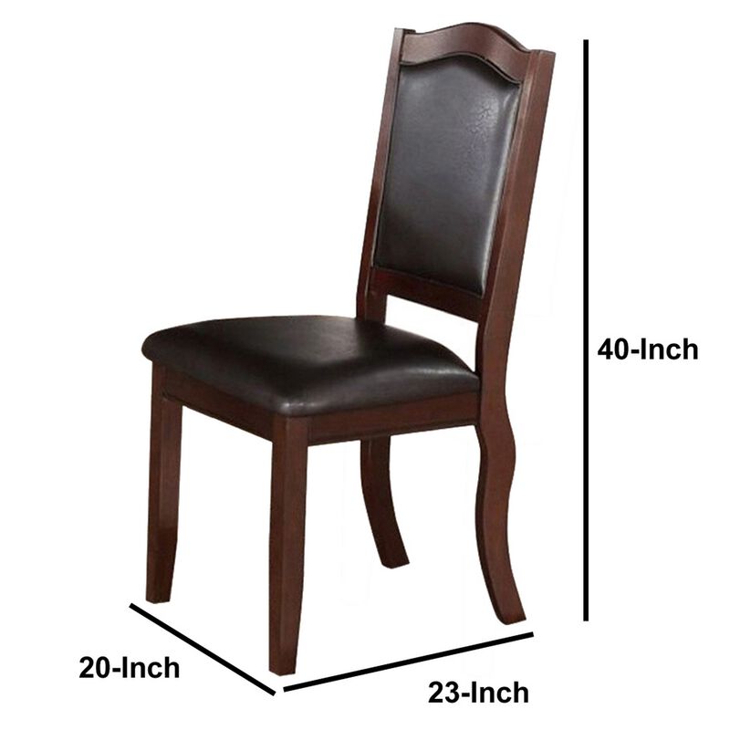 Contemporary Rubber Wood Dining Chair, Set Of 2, Brown And Black-Benzara