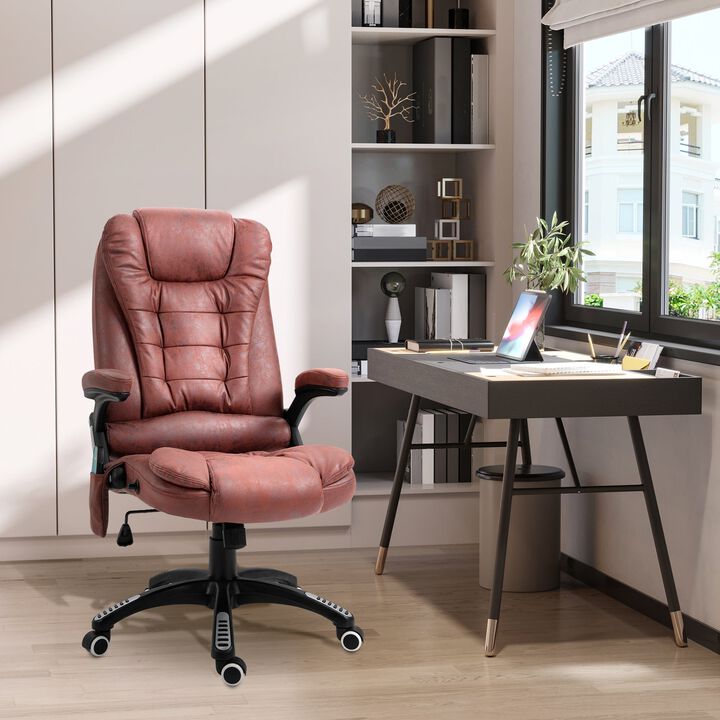 Red Massage Chair: High Back, 6-Point Vibration, Heated, Reclining