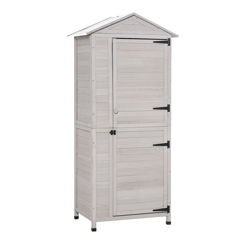 Light Gray Outdoor Storage: 4-Tier Wooden Garden Cabinet with Shelves