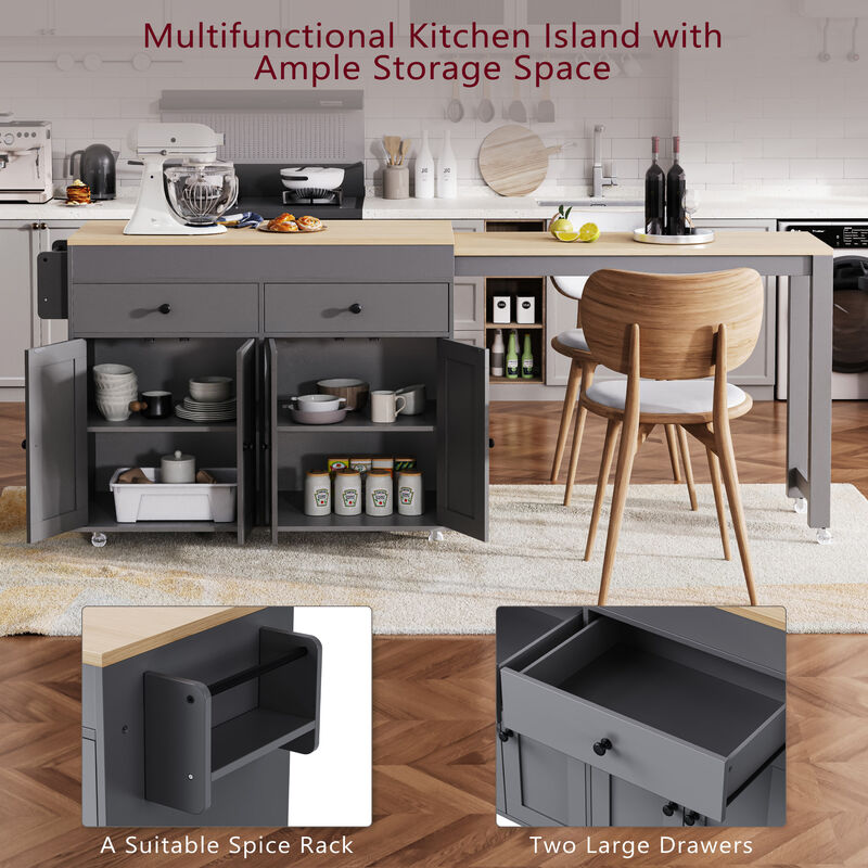Merax Rolling Kitchen Island on Wheels with Spice Rack