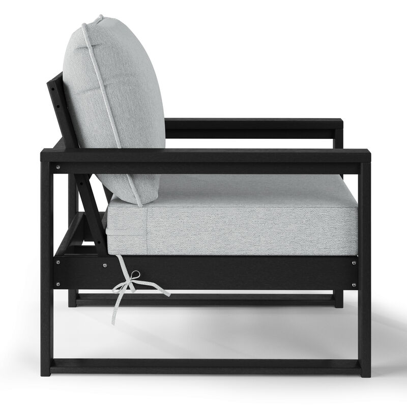 WestinTrends Outdoor Modern HDPE Patio Club Chair with Waterproof Deep Seat Cushions (Set of 2)