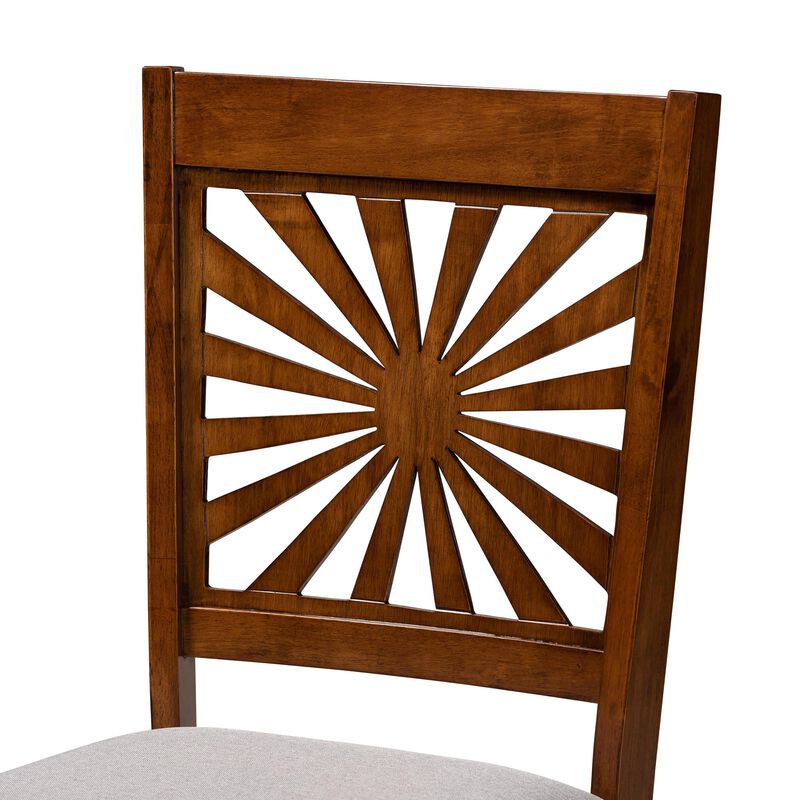 Baxton Studio Olympia Grey Fabric and Walnut Brown Finished Wood 2-Piece Dining Chair Set