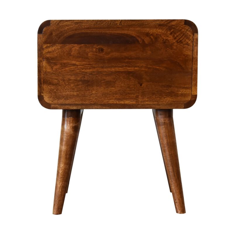 Curved Chestnut Solid Wood 2 Drawer Nightstand