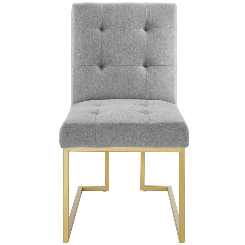 Privy Gold Stainless Steel Upholstered Fabric Dining Accent Chair-Benzara