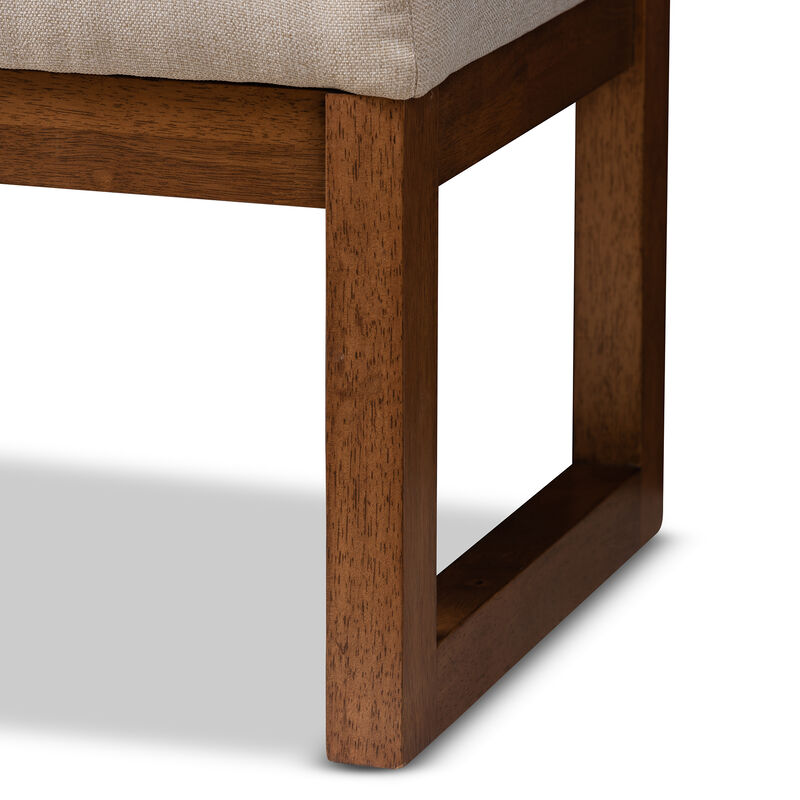 Baxton Studio Caramay Modern Light Beige Fabric Upholstered Walnut Brown Finished Wood Bench