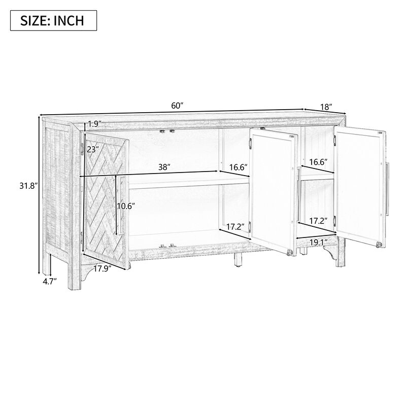 Merax Modern Storage Cabinet Sideboard with Adjustable Shelves