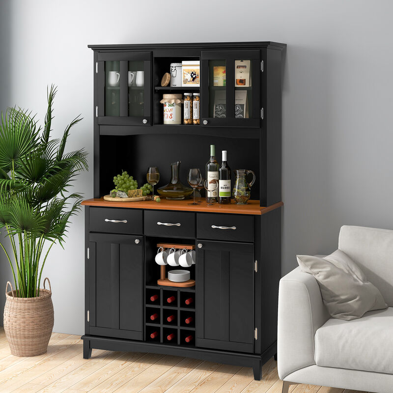 Kitchen Storage Cabinet Cupboard with Wine Rack and Drawers
