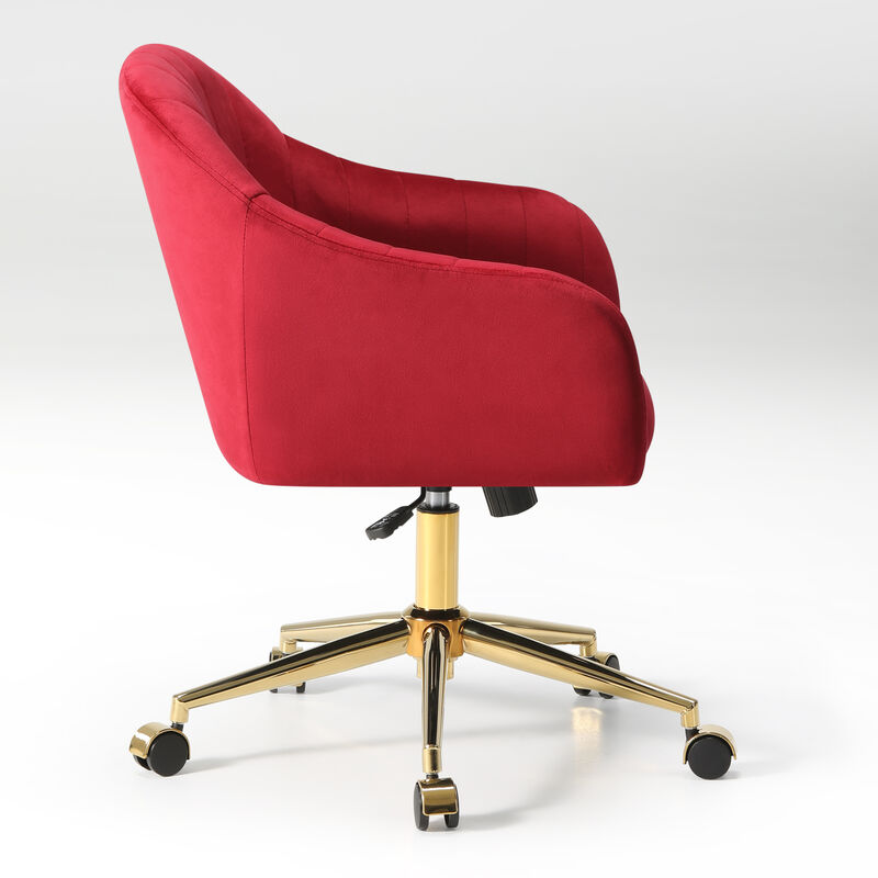 WestinTrends Upholstered Velvet Swivel Vanity Office Chair With Wheels