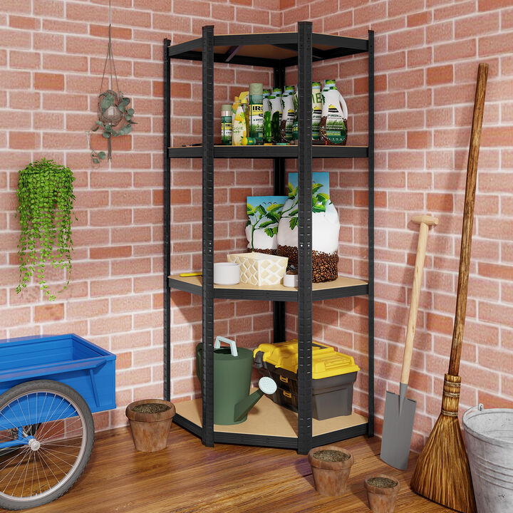 4-Tier Corner Shelving Unit Adjustable Garage Storage Utility Rack for Warehouse