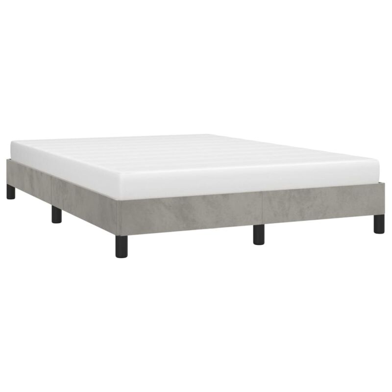 vidaXL Queen Size Bed Frame in Light Gray Velvet with Engineered Wood Construction and Plywood Support - Suitable for Mattresses 59.8"x79.9"
