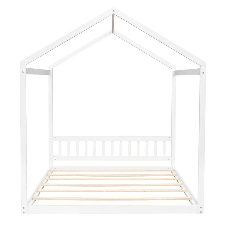 Queen Size Wooden House Bed With Headboard