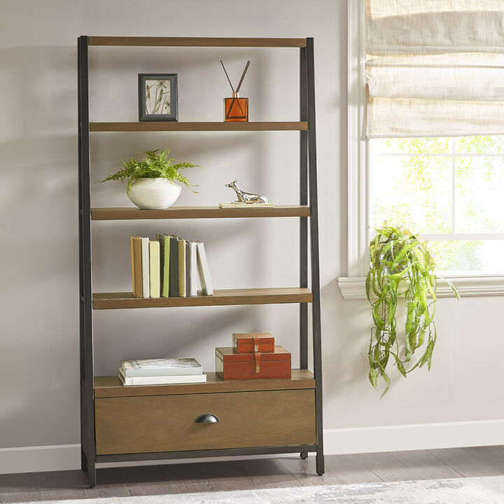 Gracie Mills Abbey Industrial Style Ladder Bookcase