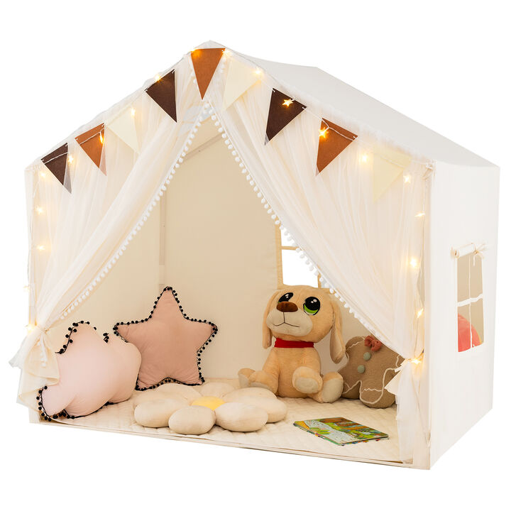 Toddler Playhouse Tent with Door, Curtains & Windows Indoor & Outdoor Play Tent