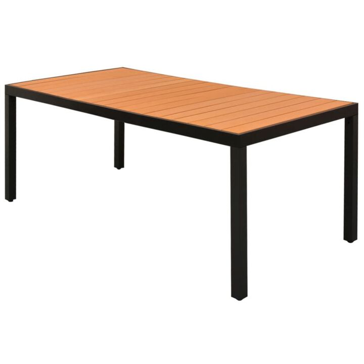 vidaXL Garden Table Brown 72.8"x35.4"x29.1" Aluminium and WPC