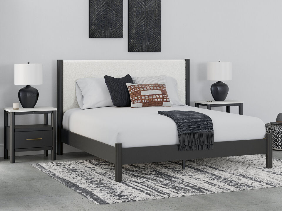 King Upholstered Panel Bed