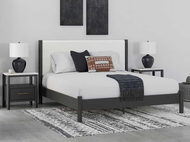 King Upholstered Panel Bed