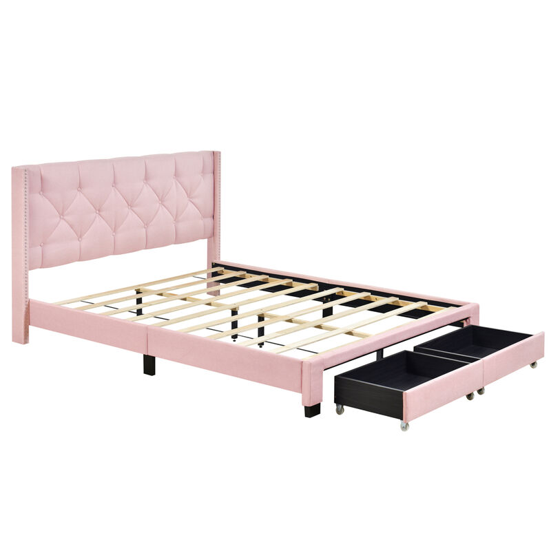 Streamdale Queen Upholstered Platform Storage Bed (Pink)